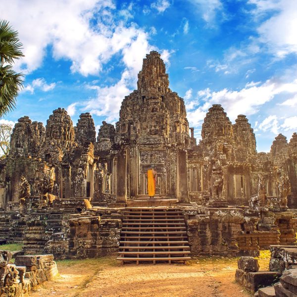 Visages de pierre du temple du Bayon à Angkor, Cambodge