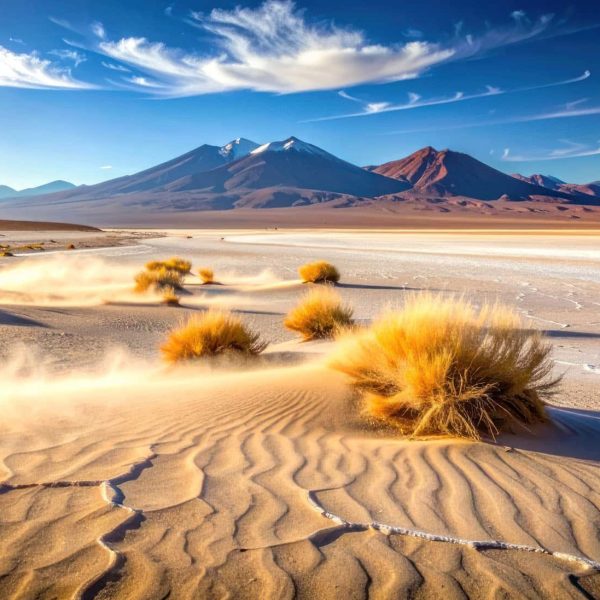 Désert de sable et volcans des hauts plateaux andins, Chili