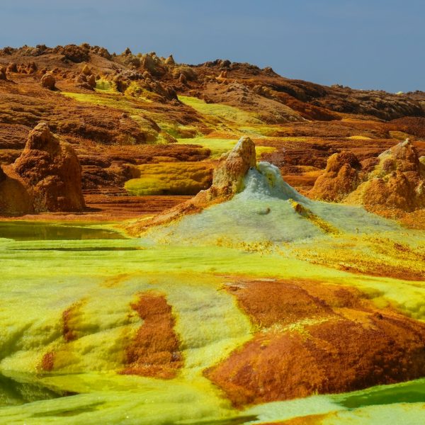 Paysage coloré de soufre et de sel du Dallol, désert du Danakil, Éthiopie