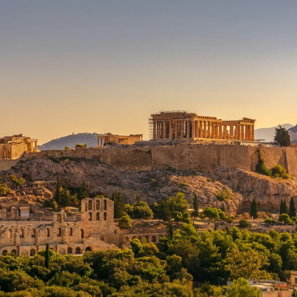 Acropole d'Athènes au coucher du soleil, Grèce