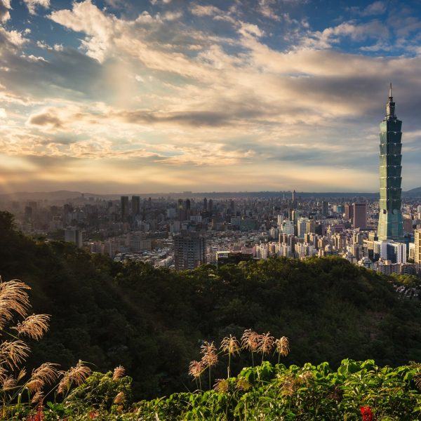 Taipei et la tour Taipei 101 au coucher du soleil, Taïwan